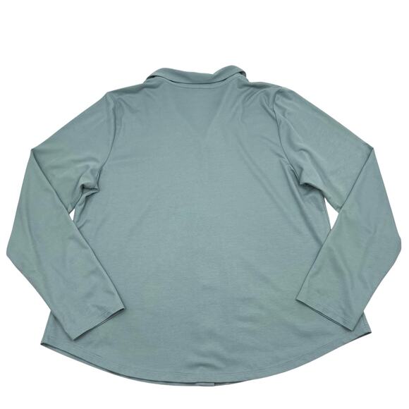 J. Jill Womens Sea Foam Jersey Knit Stretch Button Up Long Sleeve Shirt Sz MP - Picture 3 of 10